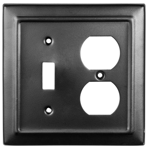 Architectural Combo Toggle / Duplex Light Switch Wall Plate - Black